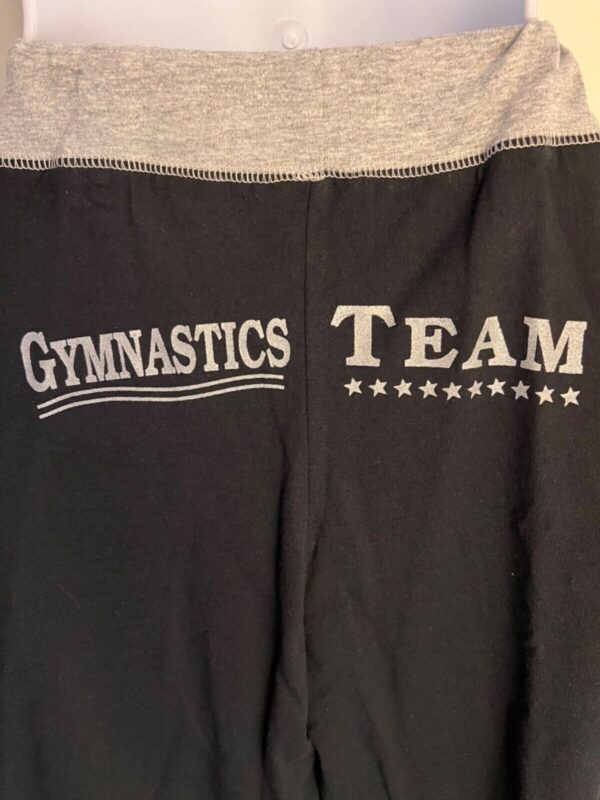 GK â€œGYMNASTICS TEAM USAâ€ ADULT LARGE BLACK COTTON CAPRI GRAY DRAWSTRING WAIST - Image 5