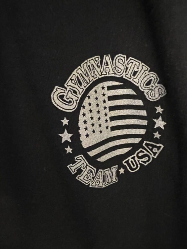 GK â€œGYMNASTICS TEAM USAâ€ ADULT LARGE BLACK COTTON CAPRI GRAY DRAWSTRING WAIST - Image 6