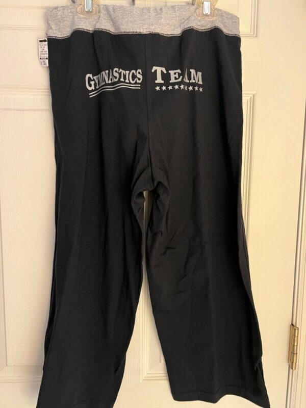 GK â€œGYMNASTICS TEAM USAâ€ ADULT LARGE BLACK COTTON CAPRI GRAY DRAWSTRING WAIST - Image 7