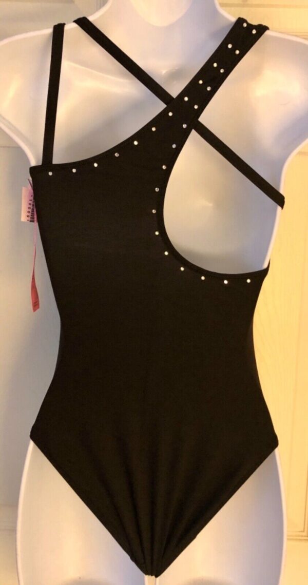 GK JAZZ DANCE LADIES SMALL BLACK ASYM SYLKTECH JA CAMISOLE LEOTARD Sz AS NWT - Image 6