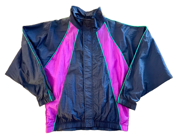 GK WARM UP ADULT LARGE CRINKLE NYLON NAVY PURPLE GREEN GYMNAST SPORT JACKET SZ L - Image 7