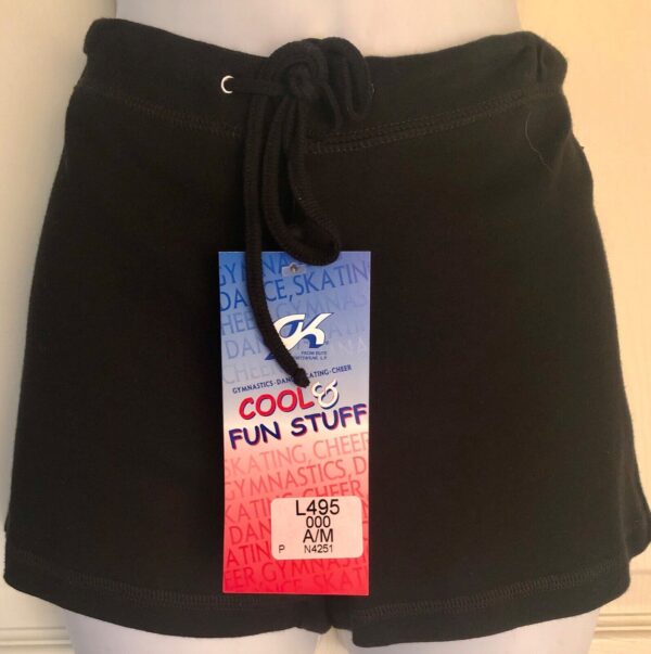 GK CHEER Cotton Shorts SIZE ADULT MEDIUM BLACK Cheer Graphic Drawstring AM NWT!