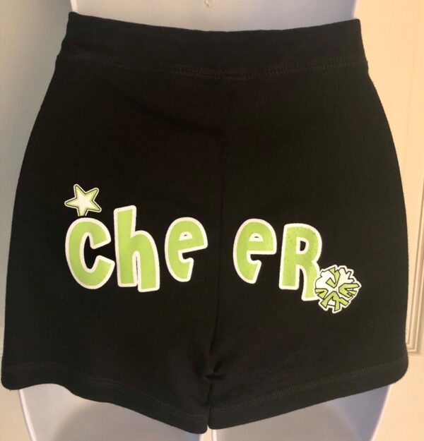 GK CHEER Cotton Shorts SIZE ADULT MEDIUM BLACK Cheer Graphic Drawstring AM NWT! - Image 2