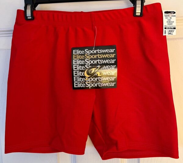 GK RED WORKOUT SHORTS LADIES SMALL DANCE CHEER GYMNASTICS NYLON/SPANDEX Sz AS