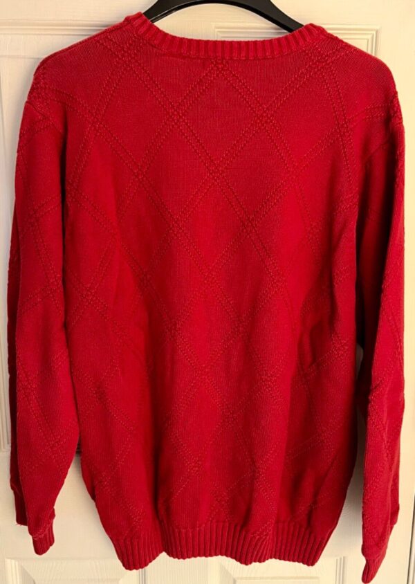 IZOD SWEATER MENS X-LARGE RED DIAMOND PULLOVER LONG SLEEVE COTTON CREW NECK XL - Image 4