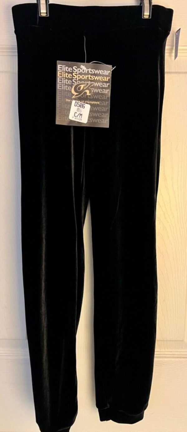 GK DANCE JAZZ GIRLS MEDIUM BLACK VELVET CUFFED DRESS PERFORMANCE PANTS SZ M NWT! - Image 4