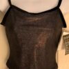 GK JAZZ DANCE CHEER ADULT LARGE BLACK SPARKLE FOIL VELVET CAMISOLE CROP TOP AL
