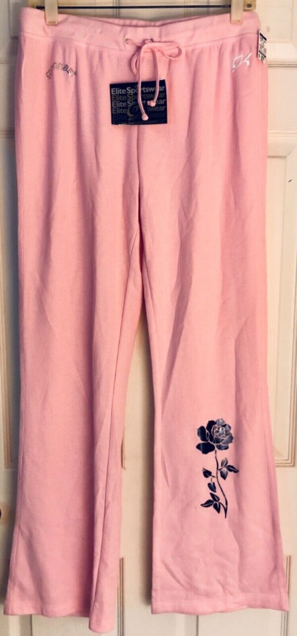 GK PINK WARM UP JUNIOR SMALL COTTON GYMNASTS CHEER FITTED SPORT PANTS Sz JR S - Image 2