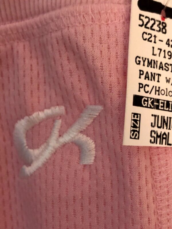 GK PINK WARM UP JUNIOR SMALL COTTON GYMNASTS CHEER FITTED SPORT PANTS Sz JR S - Image 5