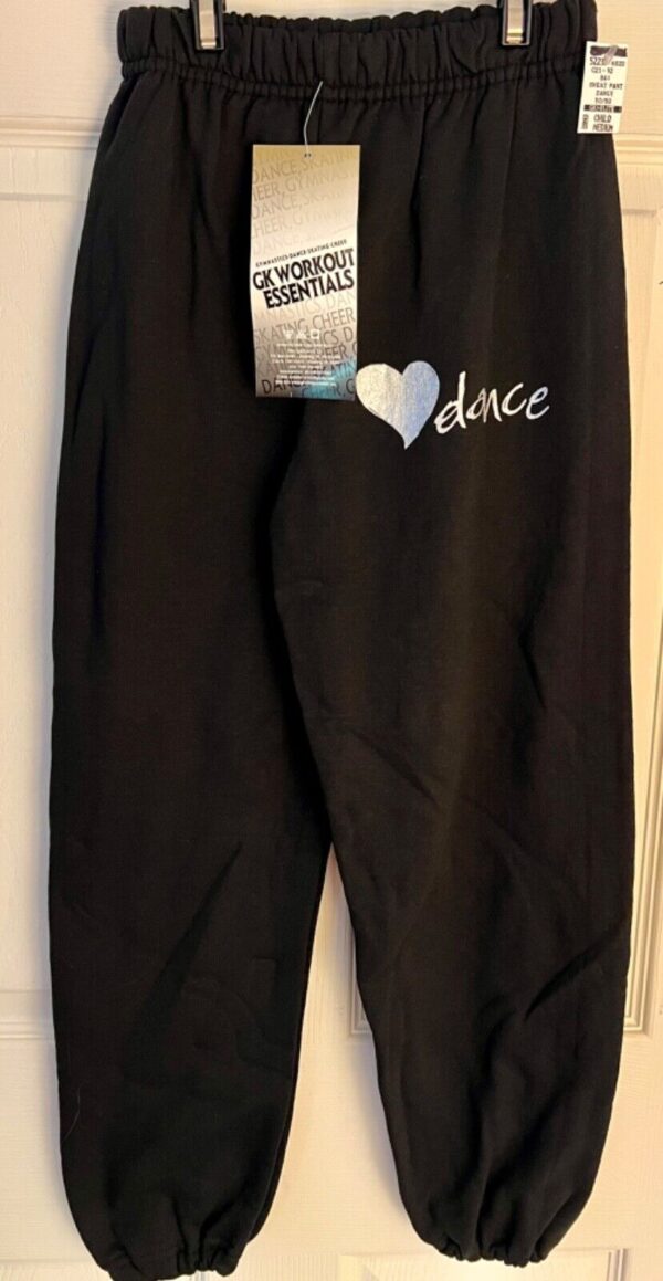 GK â€œDANCEâ€ GRAPHIC CHILD MEDIUM BLACK COTTON/POL ATHLETIC LOUNGE SWEATPANTS Sz M