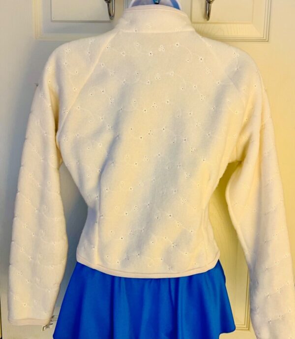 GK ICE SKATE ADULT SMALL WHITE FLEECE VELVET EYELET EMBROIDERED ZIP JACKET SZ S - Image 3