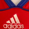 ADIDAS RED NYLON BLUE STRIPES GK GYMNASTICS DANCE LEOTARD Sz AL - Image 3