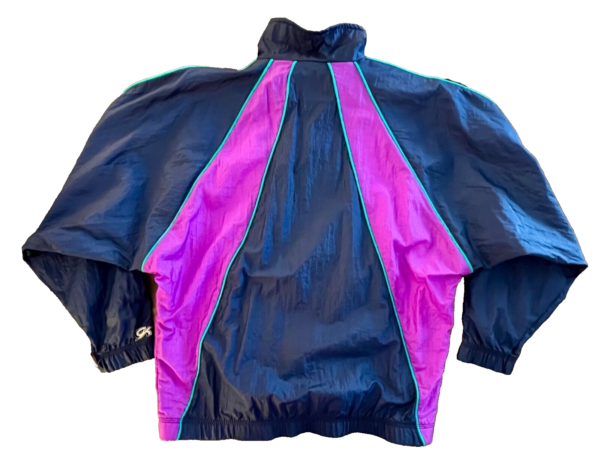 GK WARM UP ADULT LARGE CRINKLE NYLON NAVY PURPLE GREEN GYMNAST SPORT JACKET SZ L - Image 8