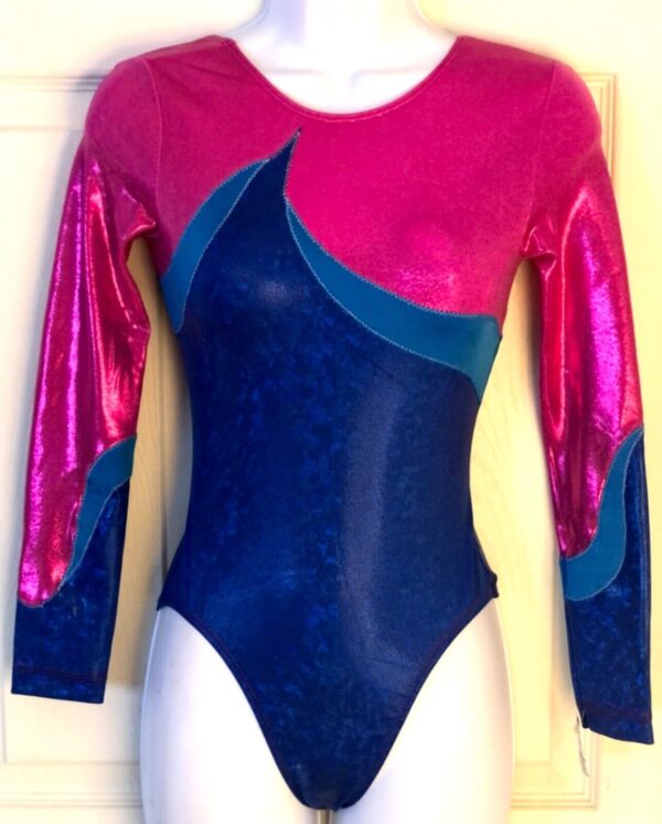 GK LONG SLEEVE LADIES SMALL BERRY OCEAN FOIL N/S DANCE LEOTARD Sz AS NWT!