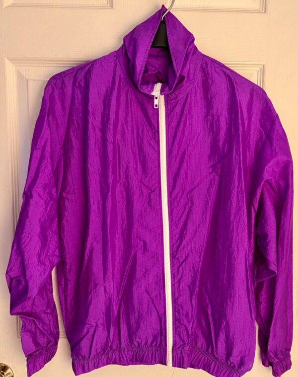 GK WARM UP JACKET ADULT  MEDIUM PURPLE CRINKLE NYLON GYMNASTIC CHEER OUTDO0RS M - Image 2