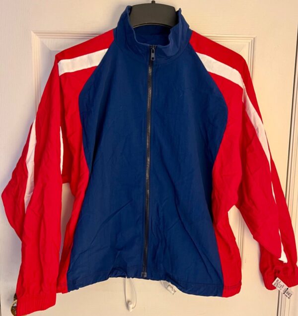 GK WARM UP JACKET ADULT SMALL SUPPLEX NAVY RED WHITE PERFORMANCE FIT GYM SZ S