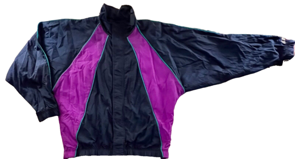 GK WARM UP ADULT LARGE CRINKLE NYLON NAVY PURPLE GREEN GYMNAST SPORT JACKET SZ L - Image 9