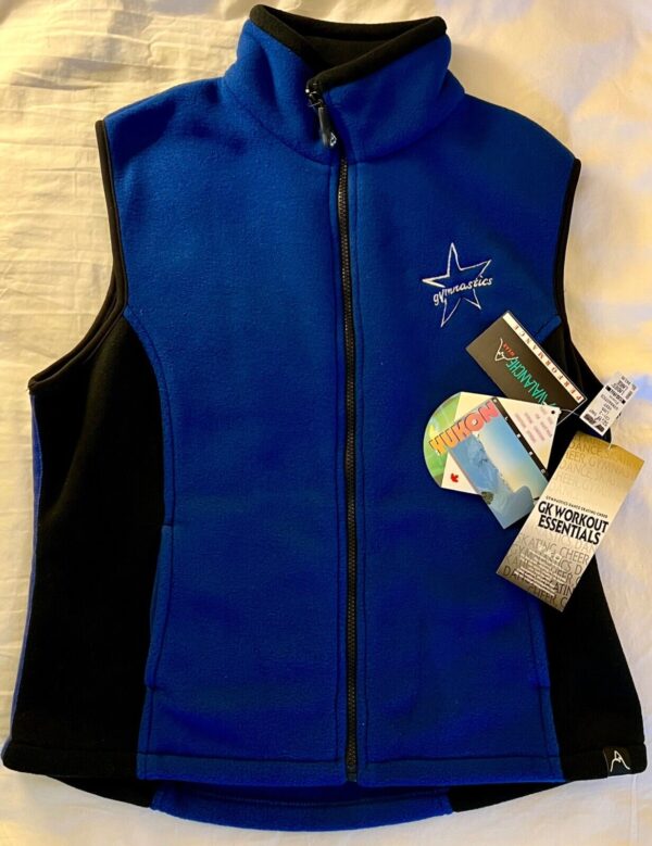 GK FLEECE VEST ADULT LARGE BY AVALANCHE BLUE BLACK GYMNASTICS LOGO Sz AL NWT! - Image 3