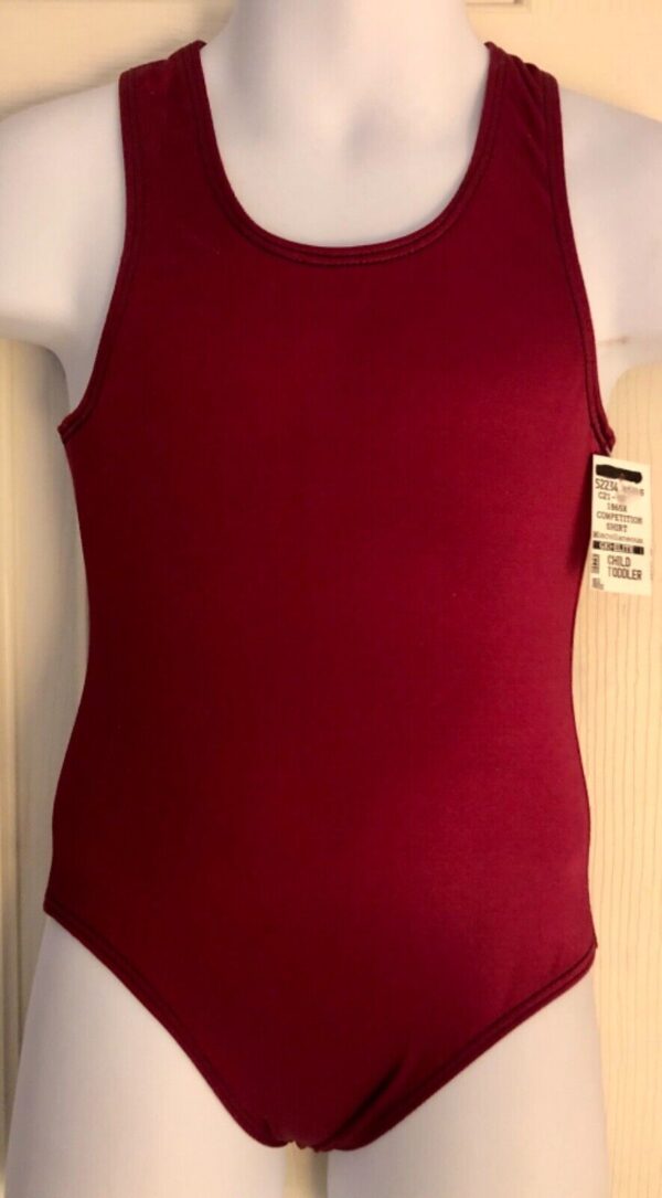 GK COMPETITION SHIRT SINGLET CHILD TODDLER BURGUNDY N/S TRAD LEG CUT Sz CT NWT!