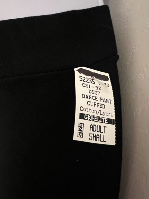 GK ELITE DANCE JAZZ LADIES SMALL BLACK COTTON SPANDEX CUFFED PANTS SZ S NWT! - Image 3