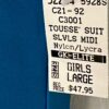 GK TOUSSE' SUIT BIKETARD GIRLS LARGE SLVLS BLUE NYLON/SPANDEX DANCE RUNNING Sz L - Image 4