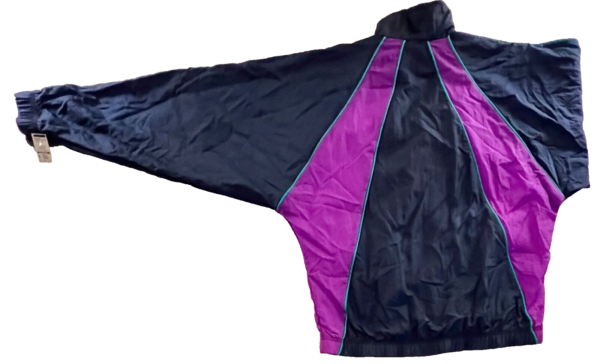 GK WARM UP ADULT LARGE CRINKLE NYLON NAVY PURPLE GREEN GYMNAST SPORT JACKET SZ L - Image 10