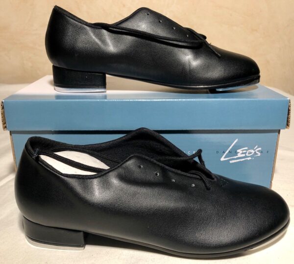 LEO'S DANCEWEAR LS3303L JUNIOR 4.5M JAZZ TAP BLACK LEATHER SHOE Sz 4.5 NIB!