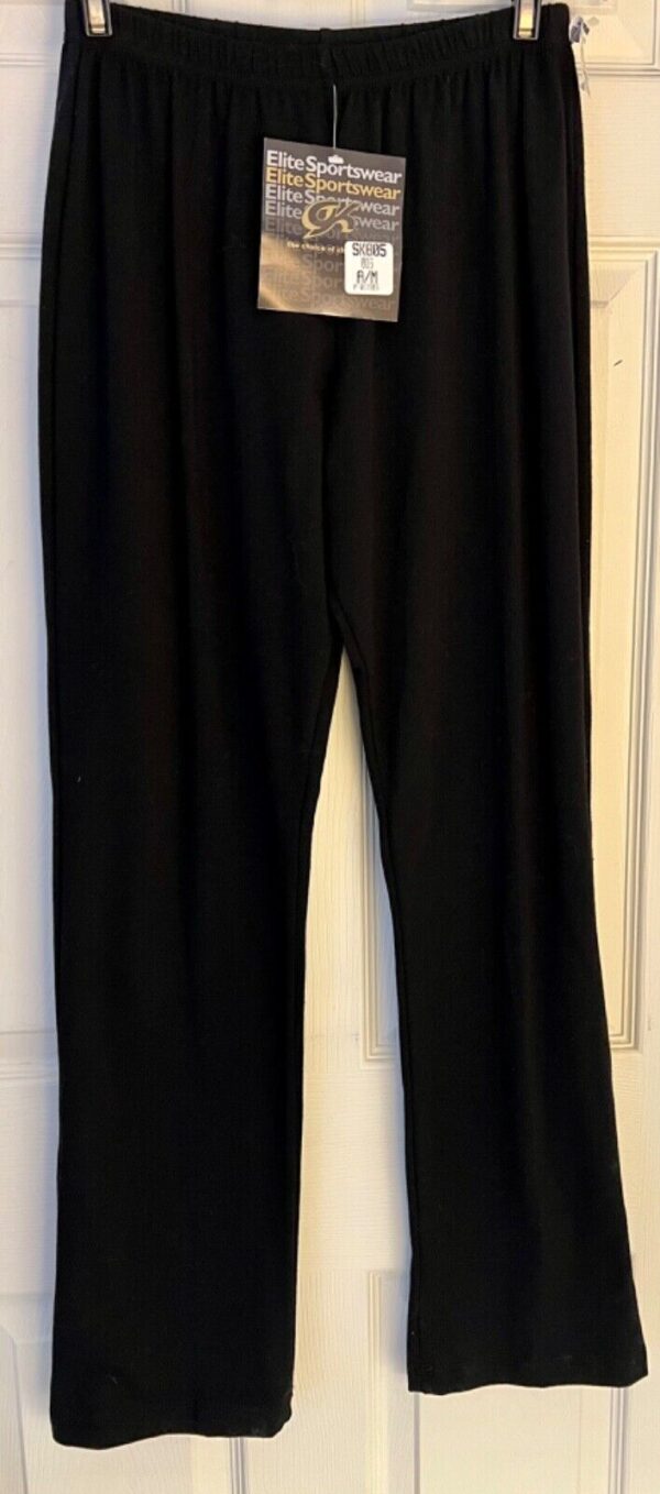 GK WARM UP ADULT MEDIUM BLACK COTTON/SPAN BOOT CUT ICE SKATE ATHLETIC PANTS AM