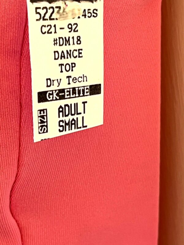 GK DANCE JAZZ CHEER ADULT SMALL PINK DRY TECH SLVLS RACERBACK TANK TOP Sz AS NWT - Image 4