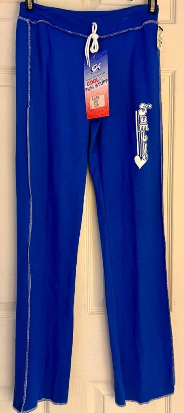 GK â€œGYMNASTâ€ GRAPHIC GIRLS LARGE ROYA COTTON ATHLETIC LOUNGE STRIPES PANTS Sz CL - Image 7