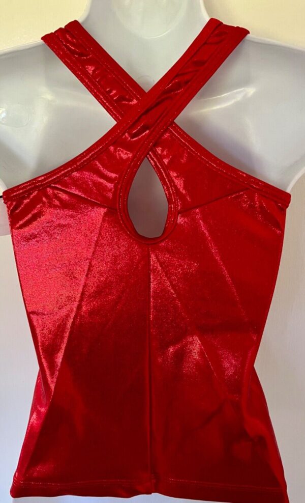 GK DANCE JAZZ ADULT SMALL RED FOIL CRISSCROSS STRAPS NYLON/SPAND TOP Sz AS NWT! - Image 5