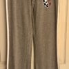 GK CHEER GRAY ATHLETIC LOUNGE PANTS SIZE LADIES LARGE COTTON WHITE STRIPES Sz AL