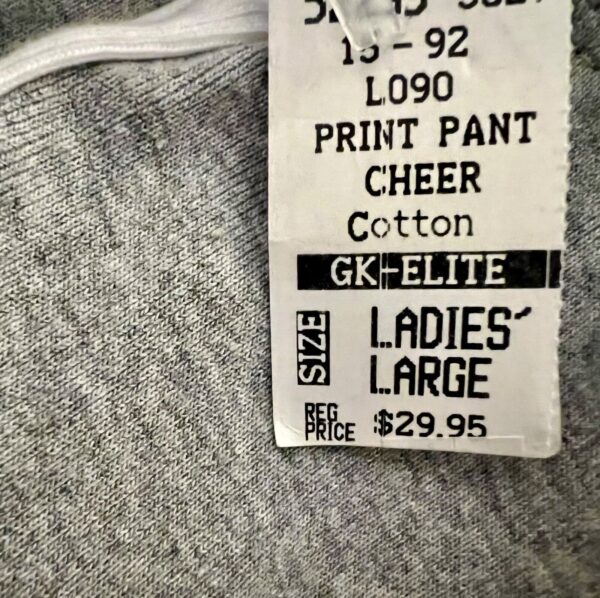 GK CHEER GRAY ATHLETIC LOUNGE PANTS SIZE LADIES LARGE COTTON WHITE STRIPES Sz AL - Image 5