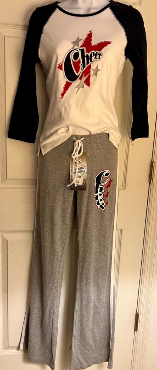 GK CHEER GRAY ATHLETIC LOUNGE PANTS SIZE LADIES LARGE COTTON WHITE STRIPES Sz AL - Image 8