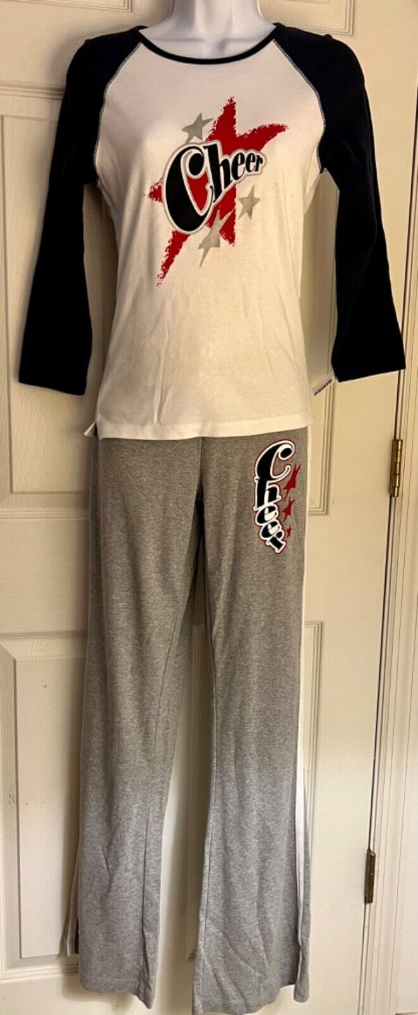 GK CHEER GRAY ATHLETIC LOUNGE PANTS SIZE LADIES LARGE COTTON WHITE STRIPES Sz AL - Image 9