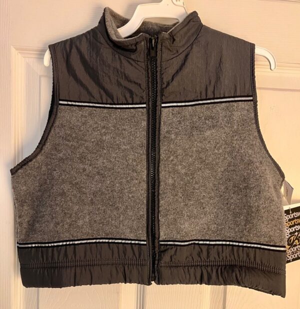 GK SKATE GIRLS MEDIUM GRAY POLY FLEECE CRINKLE NYLON CROPPED RIBBON TRIM VEST M - Image 2