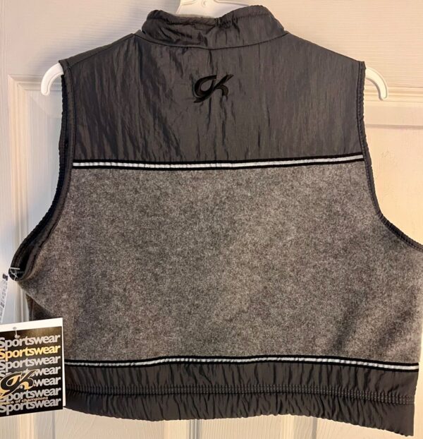 GK SKATE GIRLS MEDIUM GRAY POLY FLEECE CRINKLE NYLON CROPPED RIBBON TRIM VEST M - Image 4