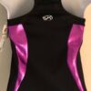 GK ELITE CHEER TOP ADULT MEDIUM TANK BACK TECHMESH BLACK NYLON PURPLE FOIL NWT! - Image 2