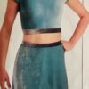 GK FIGURE SKATE ADULT SMALL GREEN GRAY VELVET CAP SLV CROP TOP & SKIRT SET AS - Image 7