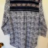 ANTILIA FEMME LADIES MEDIUM NAVY AZTEC PRINT 3/4 SLV BOHO TOP Sz M - Image 8