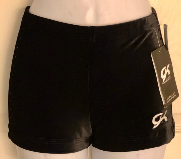 GK BLACK VELVET CHILD LARGE MICRO MINI JA WORKOUT CHEER DANCE GYMNASTS SHORTS CL