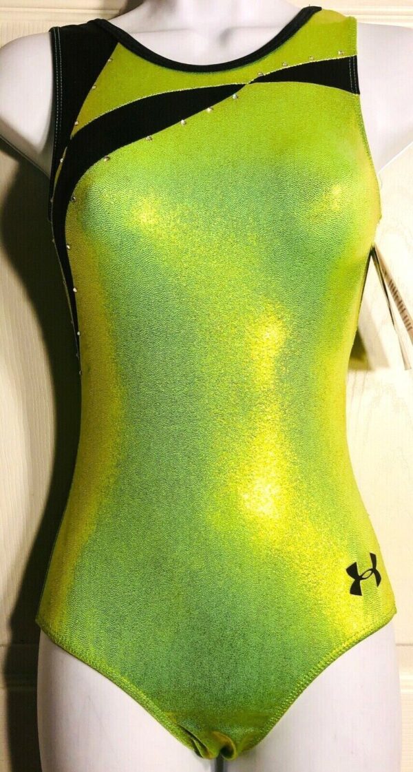 UNDER ARMOUR GK DEVOTION LIME   GYMNASTICS DANCE TANK LEOTARD AS