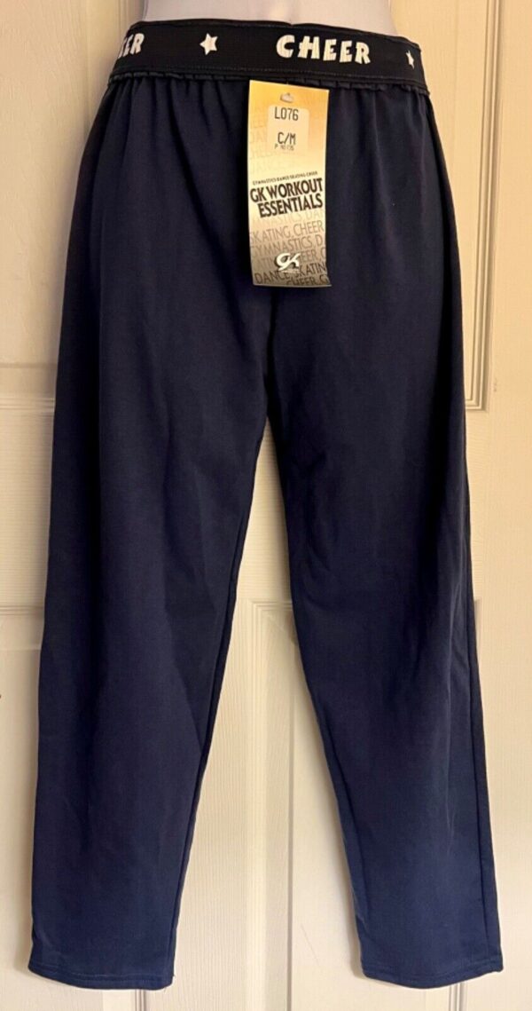 GK CHEER GIRLS MEDIUM COTTON ELASTIC "CHEER" GRAPHICS PULL ON PANTS Sz CM NWT!