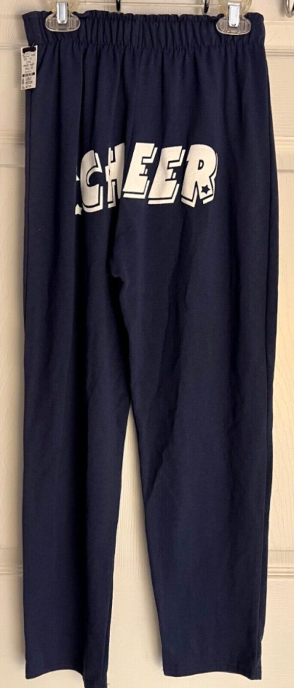 GK CHEER GIRLS MEDIUM COTTON ELASTIC "CHEER" GRAPHICS PULL ON PANTS Sz CM NWT! - Image 6