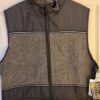 GK SKATE VEST ADULT LARGE GRAY POLY FLEECE CRINKLE NYLON CROPPED RIBBON TRIM L