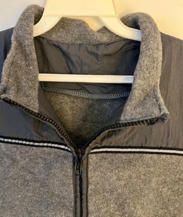 GK SKATE VEST ADULT LARGE GRAY POLY FLEECE CRINKLE NYLON CROPPED RIBBON TRIM L - Image 3