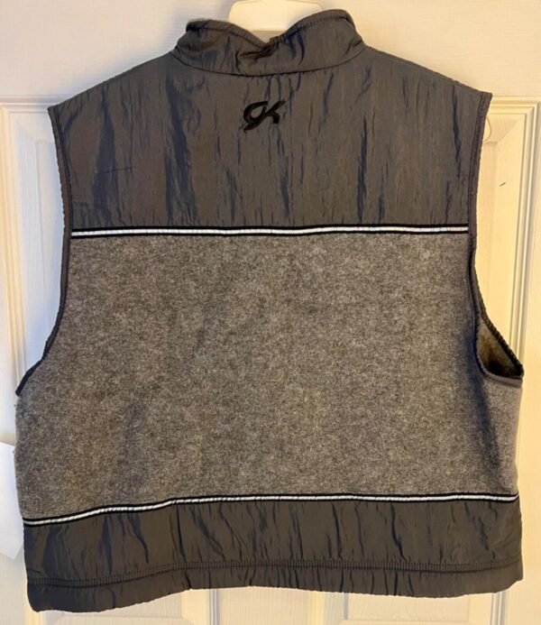 GK SKATE VEST ADULT LARGE GRAY POLY FLEECE CRINKLE NYLON CROPPED RIBBON TRIM L - Image 4