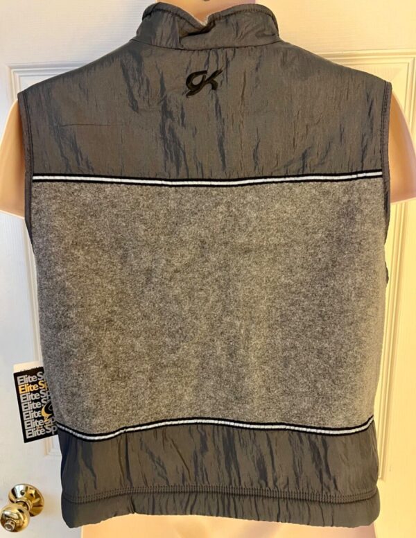 GK SKATE VEST ADULT LARGE GRAY POLY FLEECE CRINKLE NYLON CROPPED RIBBON TRIM L - Image 7