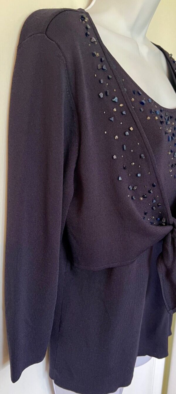 HEARTS OF PALM LADIES MED 3/4SLV PURPLE ATTACHED FRONT WRAP TIE JA TOP Sz M NWT! - Image 4
