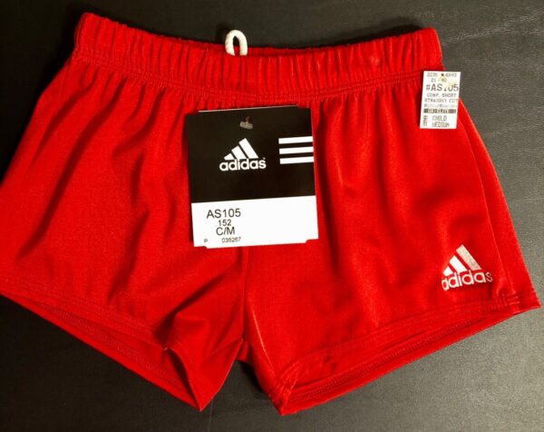 ADIDAS GK BOYS MEDIUM COMPETITION SHORTS RED N/S GYMNASTICS RUNNING GYM CM NWT! - Image 4